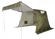 Палатка зимняя КУБ 4 камуфляж (трехслойная), с навесом